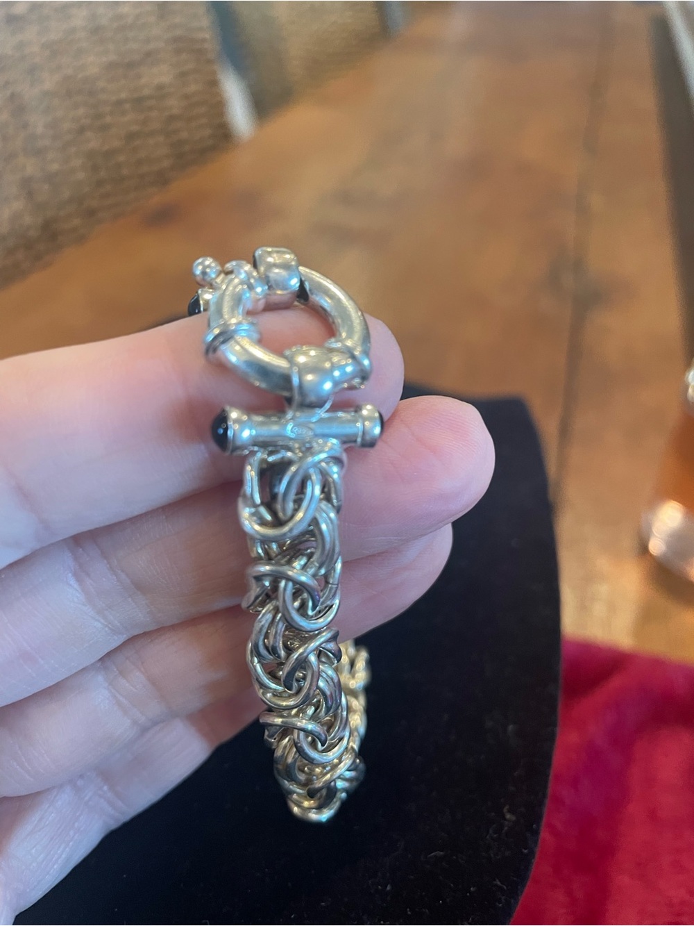 Sterling Silver Byzantine Toggle Bracelet - Silver - Picture 4 of 5